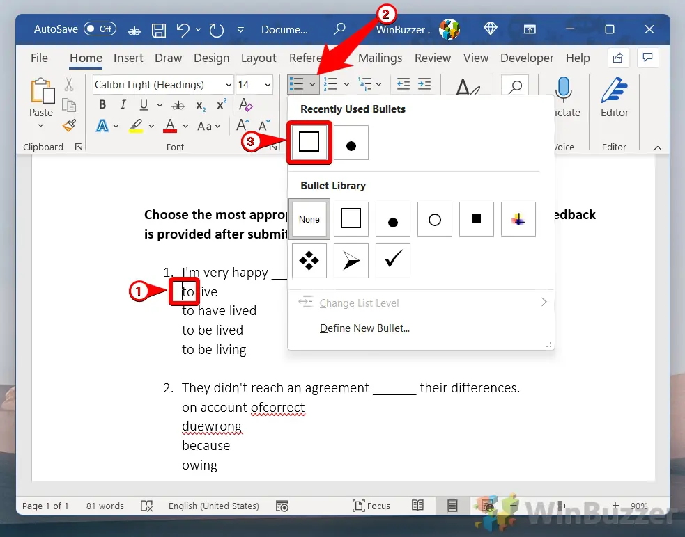 Word Insert Checkbox