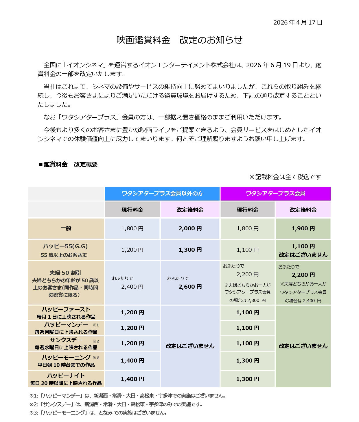 イオンシネマ改定を発表！値上げ時期や割引変更、得する裏ワザ解説