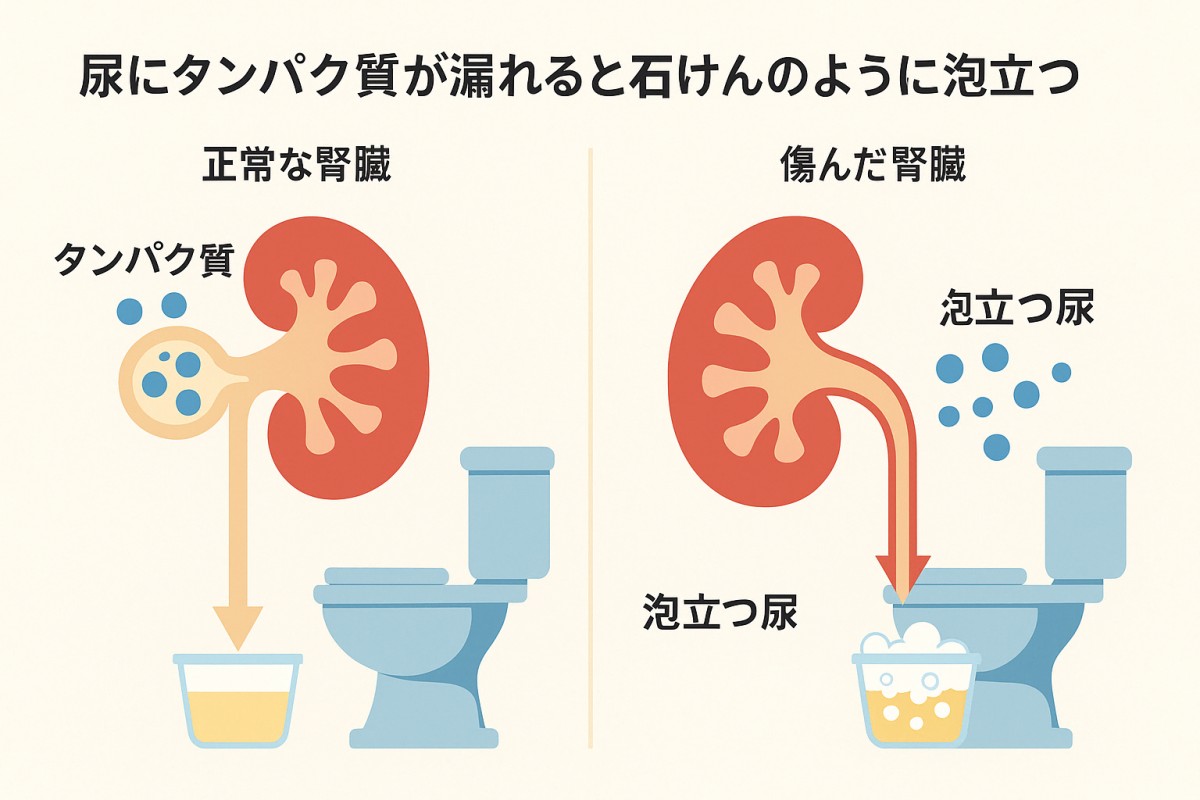 おしっこが泡立つ原因と危険なサイン｜消えない泡の正体と受診目安
