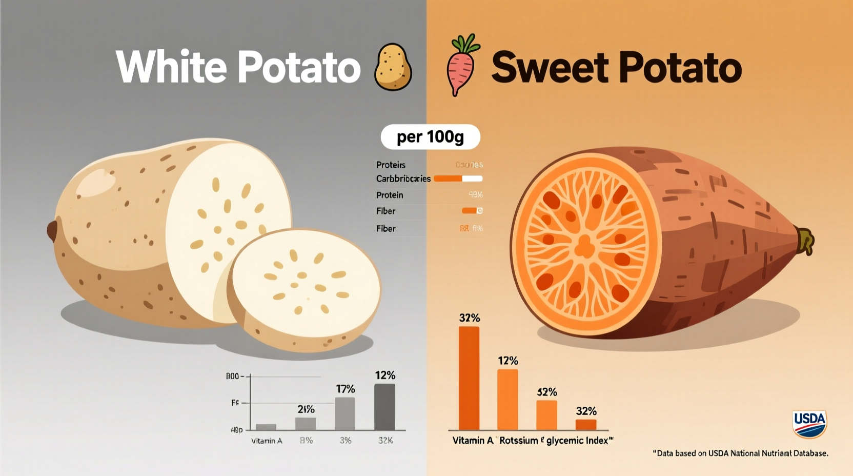 White Sweet Potato vs Orange Sweet Potato Nutrition