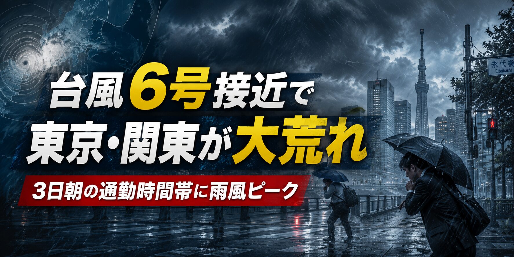 【速報】大型台風が関東直撃へ「台風 東京 ピーク」は今夜から明朝―交通影響と水害警戒