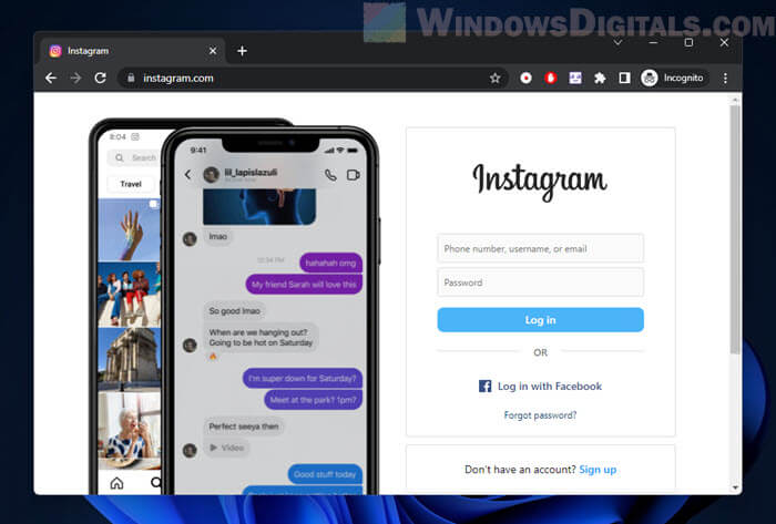 Mobile Version of Instagram on Desktop