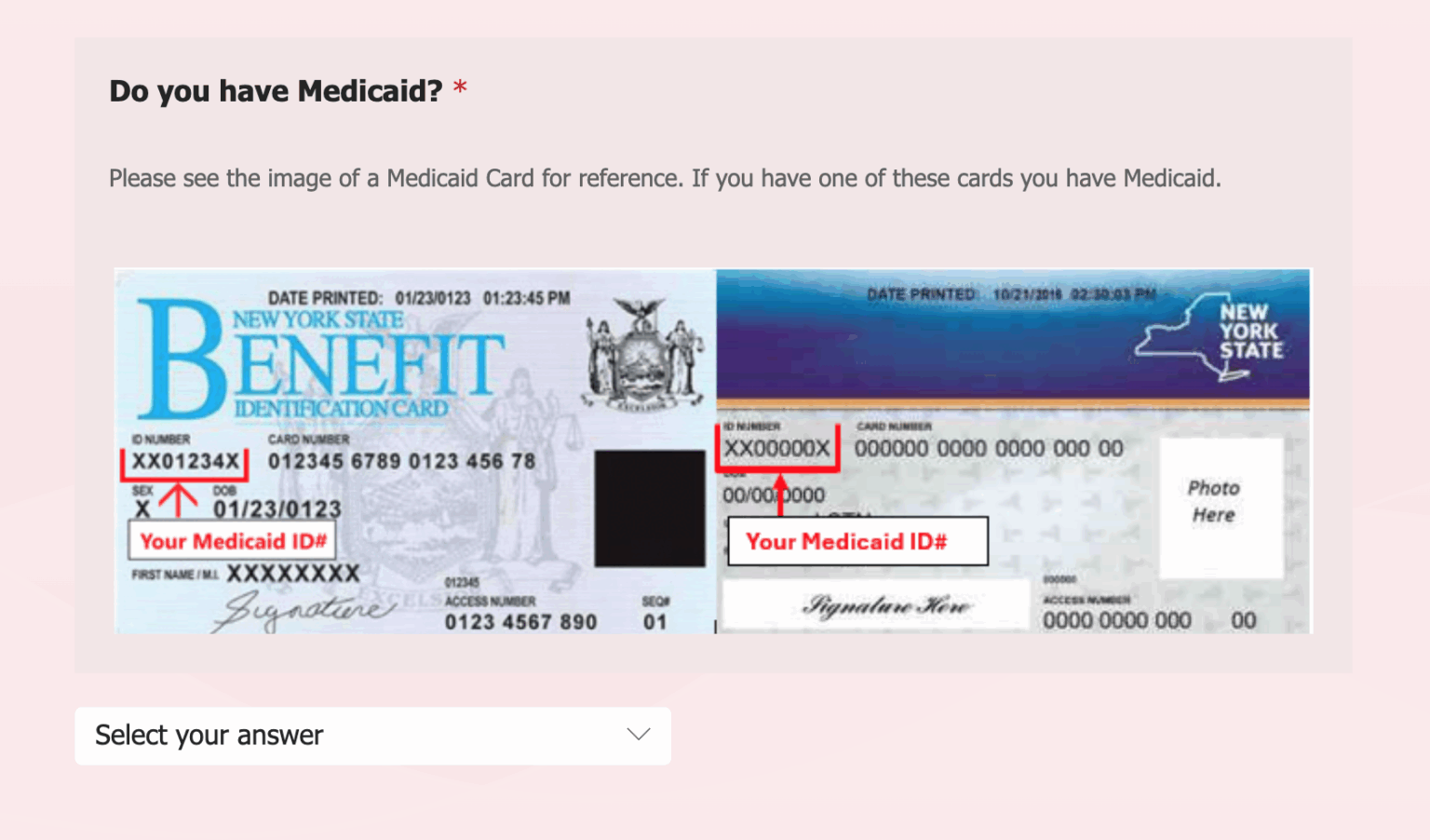 Medicaid Number on Card