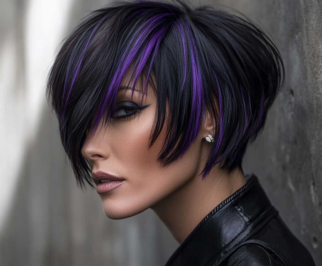 Purple and Black Hair Short