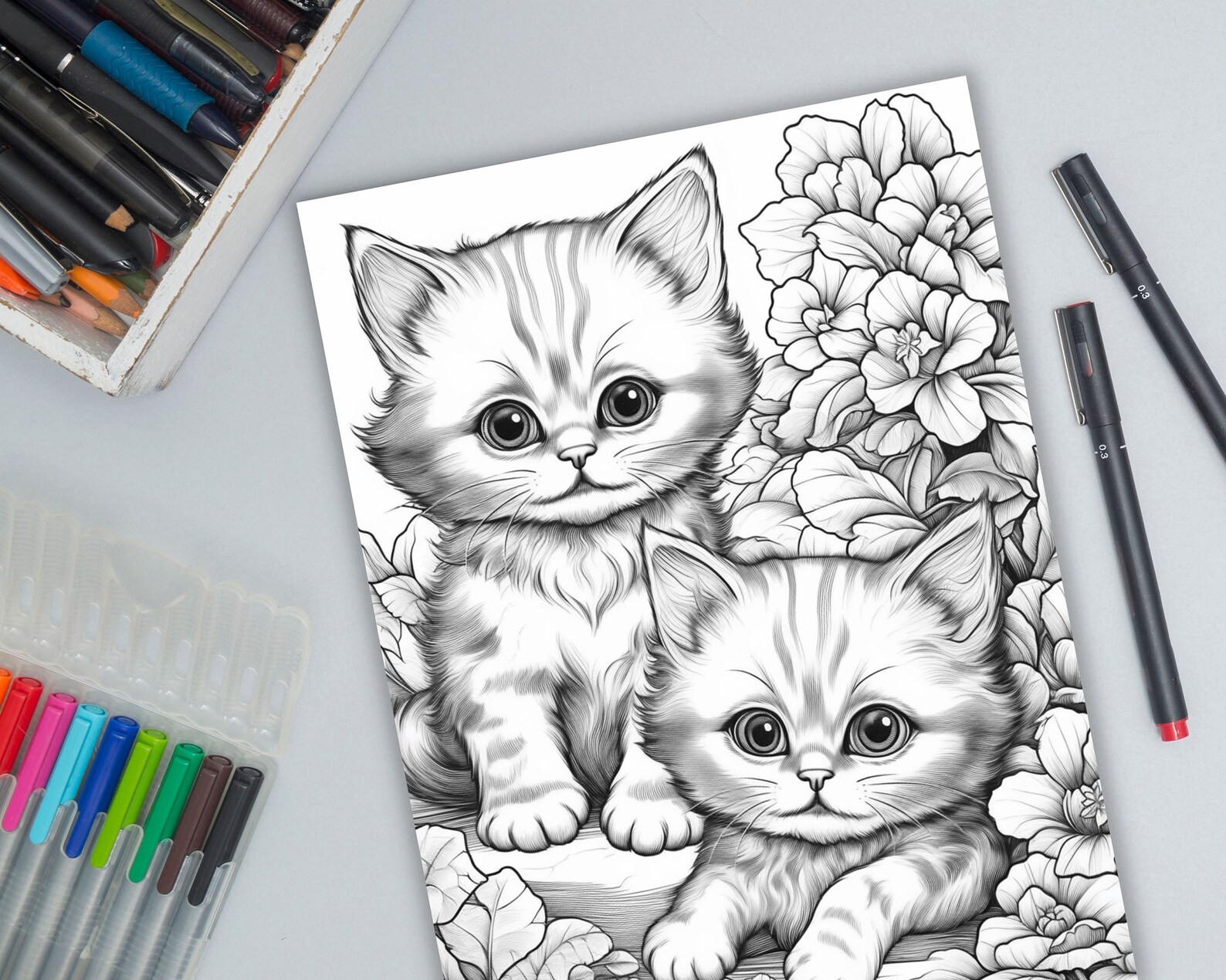 Coloring Pages of Kittens with Huge Eyes