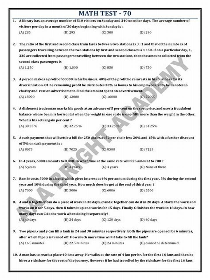 Quiz Math 70 Us: How to Score Higher, Pass with Confidence